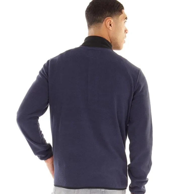 Herre Blå Fleece Halvzip-Blazer med Flamme