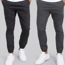 Herre Cargobukser med manchet i 2-pak sort/antracit