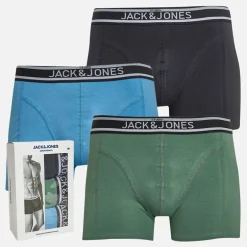 Herre Chase Ensfarvet Tre Pak Boxer Trusser Dark Navy/​Dark Ivy/​Azure Blue