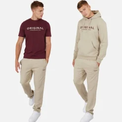 Herre Chemberry Hættetrøje T-shirt Og Joggingbukser Med Åben Kant Sæt Stone/​Burgundy