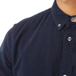 Herre Cord Langærmet shirts Mørk Marineblå
