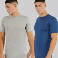 Herre Craig Performance To Pak T Shirts Batik Blå/Grå Marl