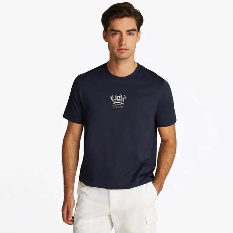 Herre Crest Broderet T-Shirt Desert Sky