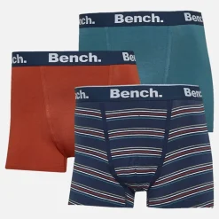 Herre Dairmont Tre Pak Underbukser Garnfarvede Striber /​ Mørk Rust /​ Falmet Blågrøn