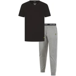 Herre Deveron T Shirt Og Loungewear Bukser Sæt Sort/​Grey Marl