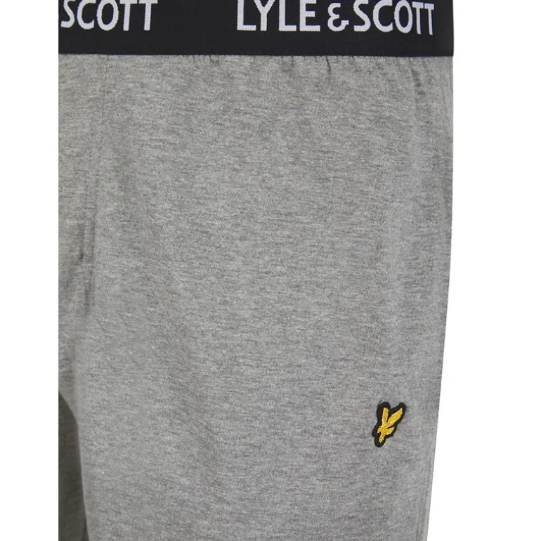 Herre Deveron T Shirt Og Loungewear Bukser Sæt Sort/Grey Marl