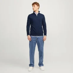 Herre Emil Strik 1/​2 Zip Jumper Navy