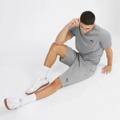 Herre Essentials Lille Logo Fleece Shorts Mellem Grå Melering