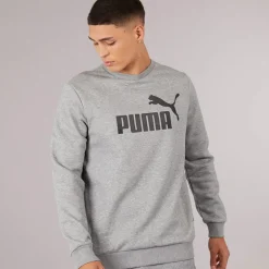 Herre Essentials Stort Logo Crew Neck Sweatshirt Medium Gråmeleret