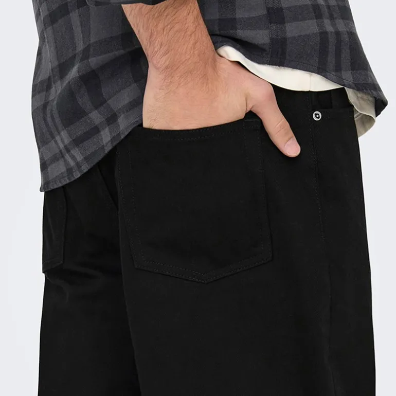 Herre Fade Løse Jeans Black Denim