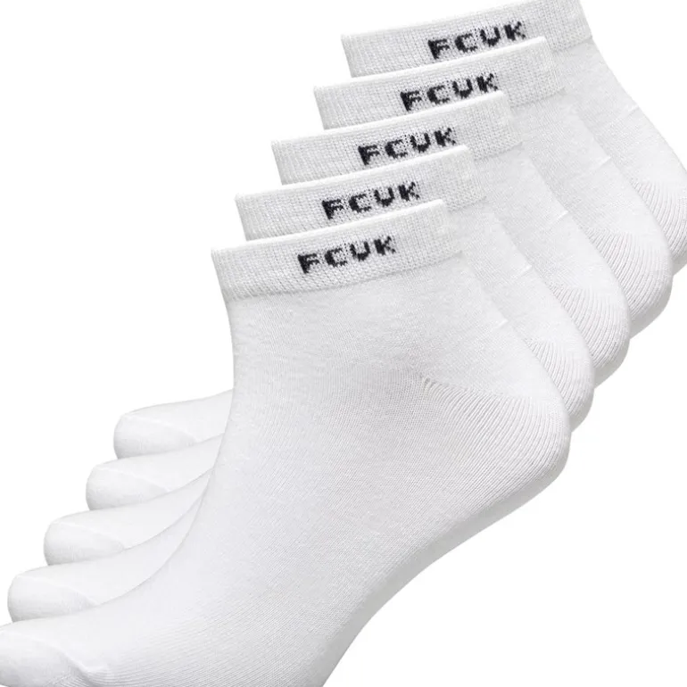 Herre FCUK Fem Par Træningssokker Hvid/Sort