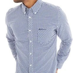 Herre Gingham Langærmet shirts Blå Ternet