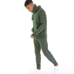 Herre Guttell Træningsdragt med Mærkebånd Detalje Khaki