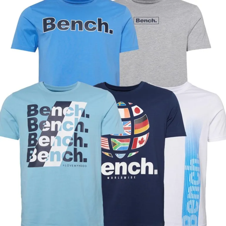 Herre Kibbin T-shirts 5-pak Denim Blå/Grå Melange/Navy/Hvid/Isblå