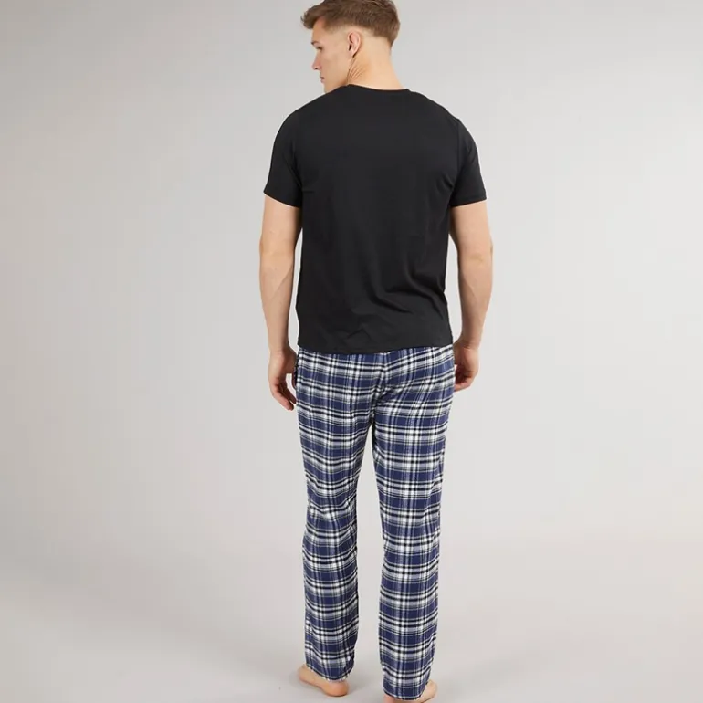 Herre Lager Natsæt Sort/​Sort Blå Ternet