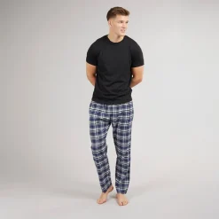 Herre Lager Natsæt Sort/​Sort Blå Ternet