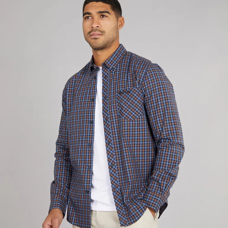 Herre langærmet hustern skjorte Dark Navy