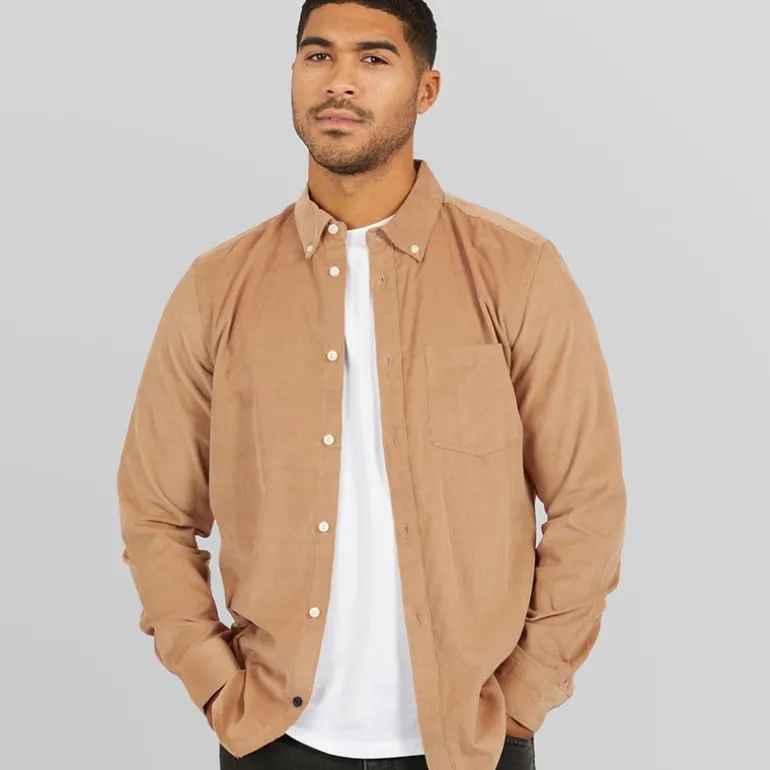 Herre Langærmet shirts Kamel