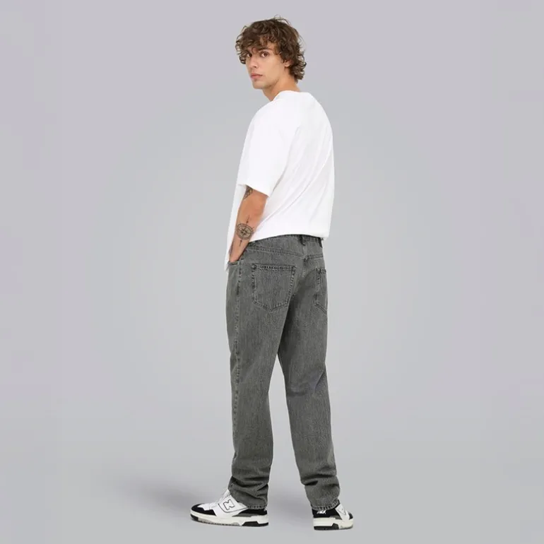 Herre Løse Tape Jeans Medium Grey Denim