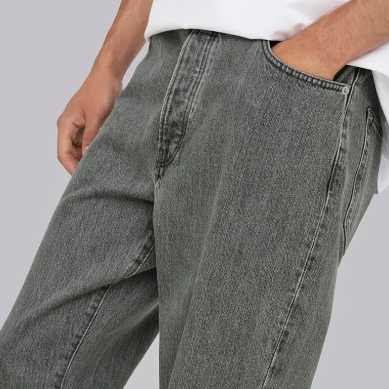 Herre Løse Tape Jeans Medium Grey Denim