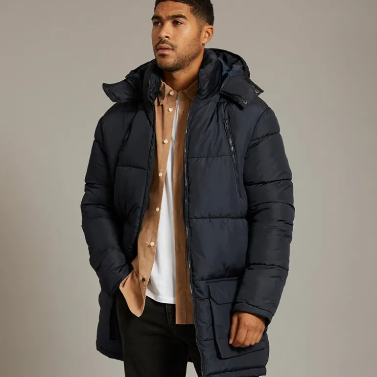 Herre Lynlås Pufferjakke Marine