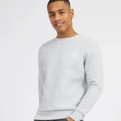 Herre Middelalder Crew Neck Sweatshirt Lysegrå Melange/​Hvid