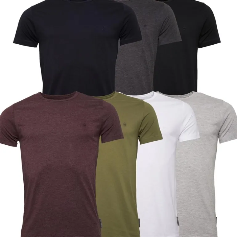Herre 7-pak Crew T-shirts Multi - Sort/Hvid/Marine/Lysegrå Melange/Charmel/Chatmel/Khaki