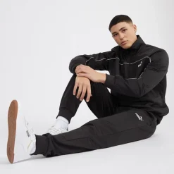 Herre Piping Poly Træningsdragt Sort