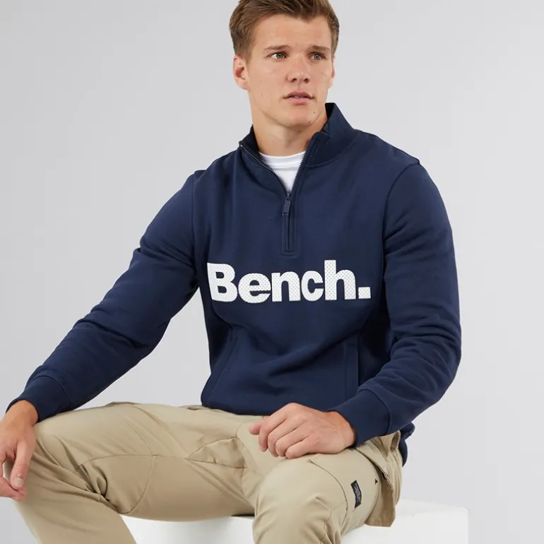 Herre Plinth Spots 1/4 Zip Funnel Neck Sweatshirt Navy