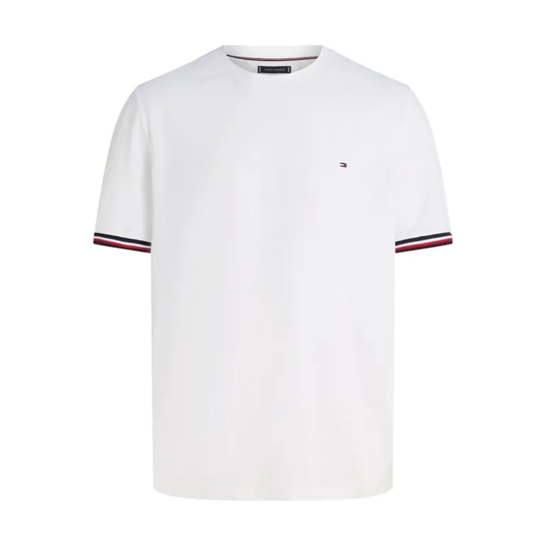 Herre Plus Størrelse Global Stribe T-Shirt Hvid