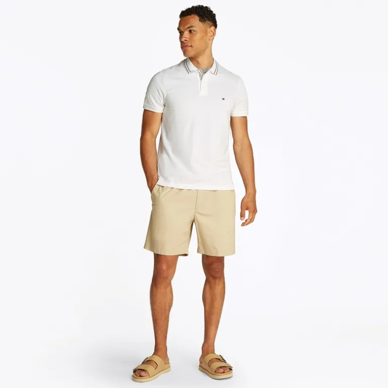 Herre Polo med Stolpelukning Detalje Hvid