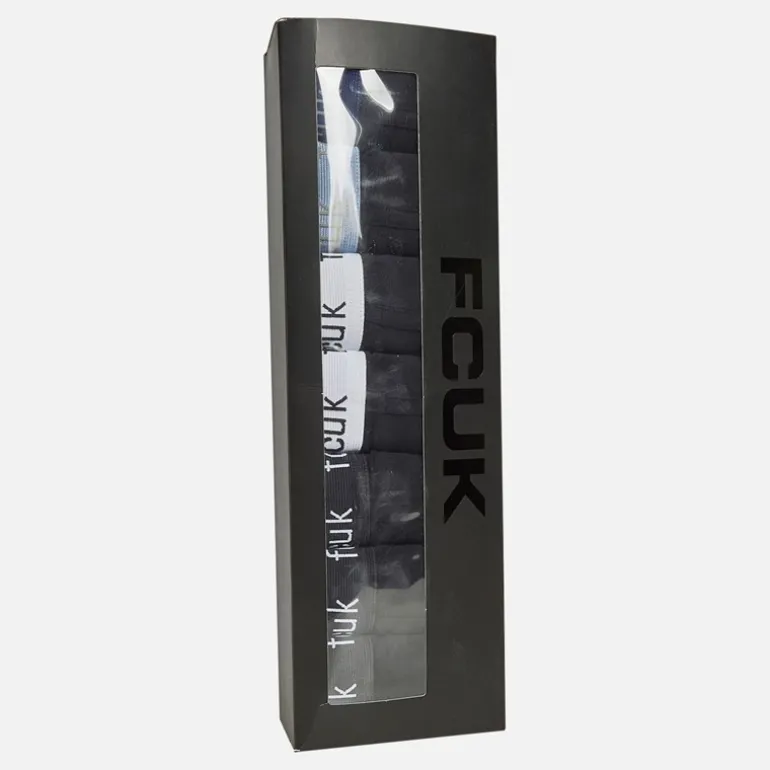 Herre Seven Pack FCUK Boksershorts FCUK 55 Sort / Sort / Sort / Sort / Sort / Sort / Sort