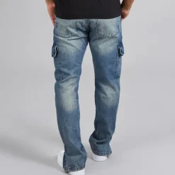 Herre Station Løs Pasform Cargo Jeans Mid Blue
