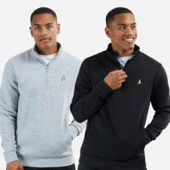 Herre Stilgar To Pakke 1/4 Lynlås Sweatshirts Sort/Grå