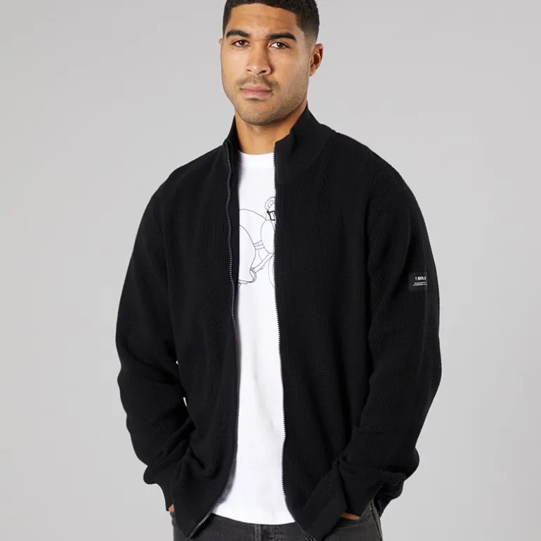 Herre strik cardigan True Black