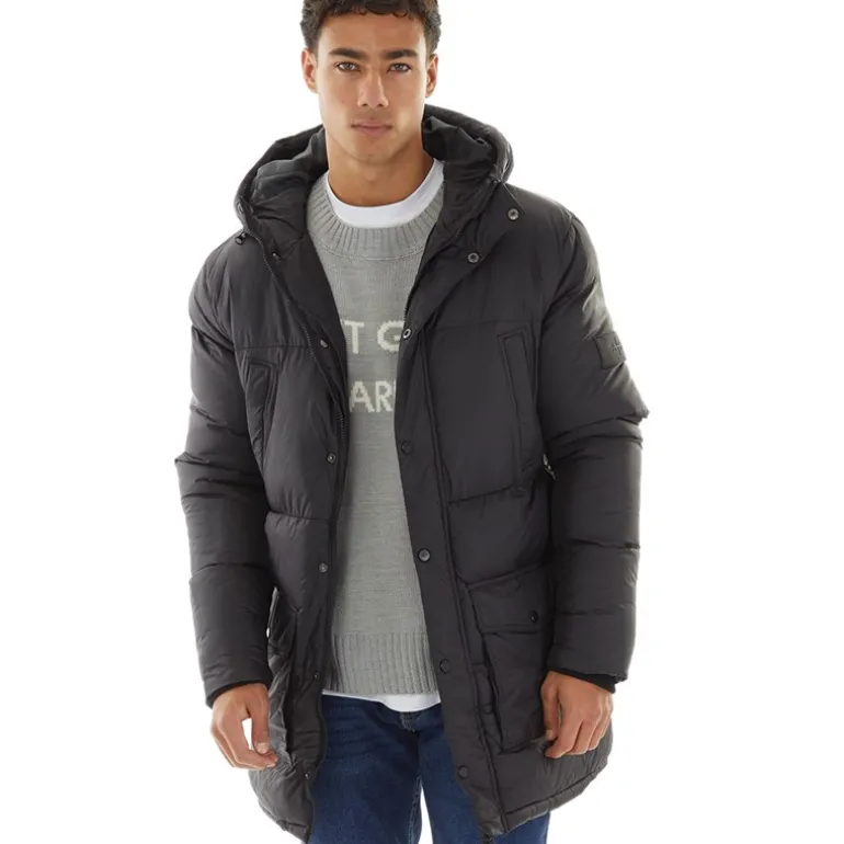 Herre Tabor Lang Lang Pufferjakke Sort