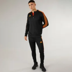 Herre Tiro 23 Club 1/4 lynlås træningstop sort/signal orange