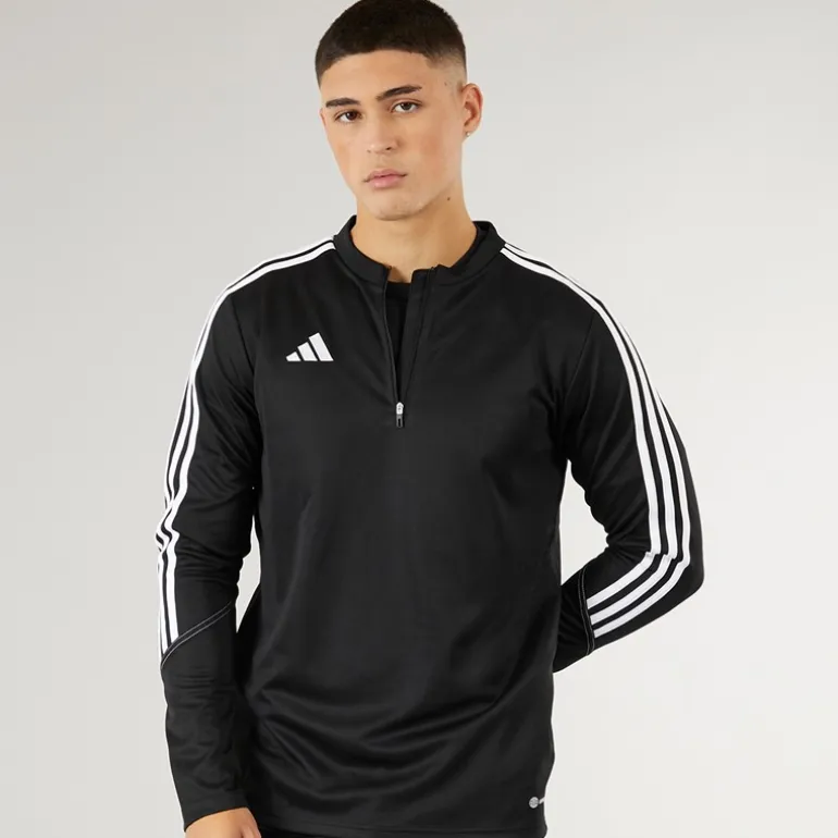 Herre Tiro 23 Club 1/4 lynlås træningstop sort/hvid