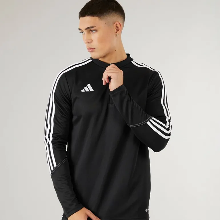 Herre Tiro 23 Club 1/4 lynlås træningstop sort/hvid