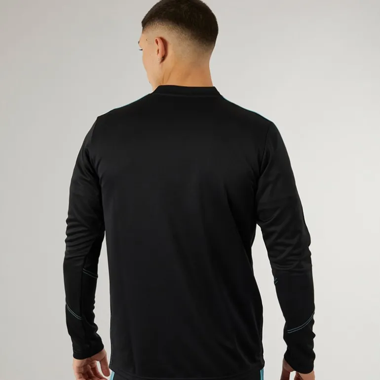 Herre Tiro 23 Club 1/4 Zip Træningstop Sort/Preloved Blå