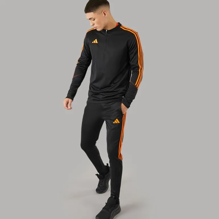 Herre Tiro 23 Club træningsbukser Sort/App Signal Orange