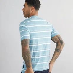 Herre T-shirt med tynde striber Petrol