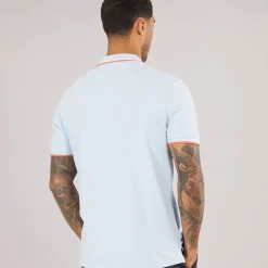 Herre tværstribet polo skjorte Pale Blue