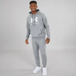 Herre UA Rival Fleece Joggingbukser Castlerock Lys Heather/​Hvid