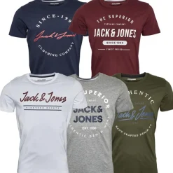 Herre Urban Crew Neck Fem-pak T-shirts Oliven Nat/​Hvid/​Lysegrå Melange/​Marineblå Blazer