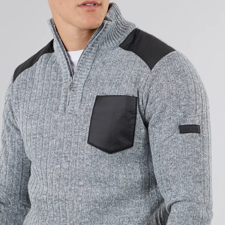 Herre Verto 1 / 4 Zip Funnel Neck Jumper Lys Grå Melering