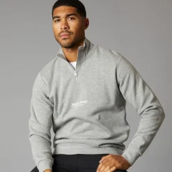 Herre Vesterbro 1/​4 Zip Sweatshirt Lys Grå Melange /​ Sort