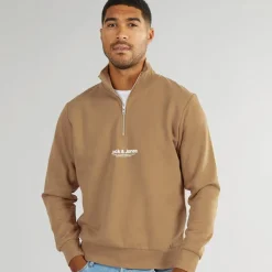 Herre Vesterbro 1/4 Zip Sweatshirt Silver Mink / White