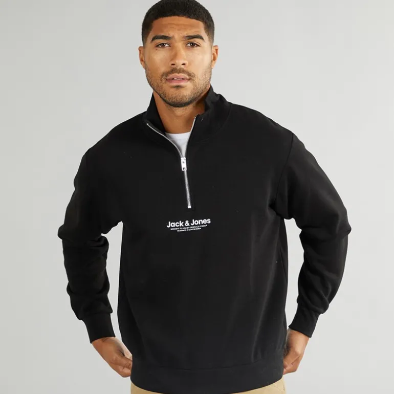 Herre Vesterbro 1/4 Zip Sweatshirt Sort / Hvid