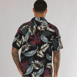 Herre Wayne Kortærmet Viscose Skjorte Sort